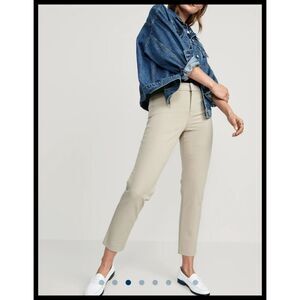 NWT Old Navy High Rise Pixie Skinny Ankle Pants Khaki Cream Tan 12 NEW